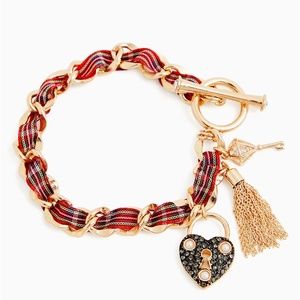 Betsey Johnson Plaid Lock & Key Charm Bracelet